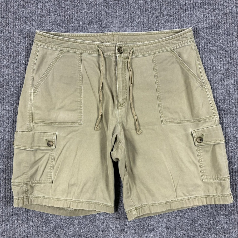 L.L.Bean Favorite Fit Cargo Shorts Womens 14 Khaki Drawstring Utility Outdoor